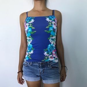 Blue Flowery Aeropostale Cami Tank Top